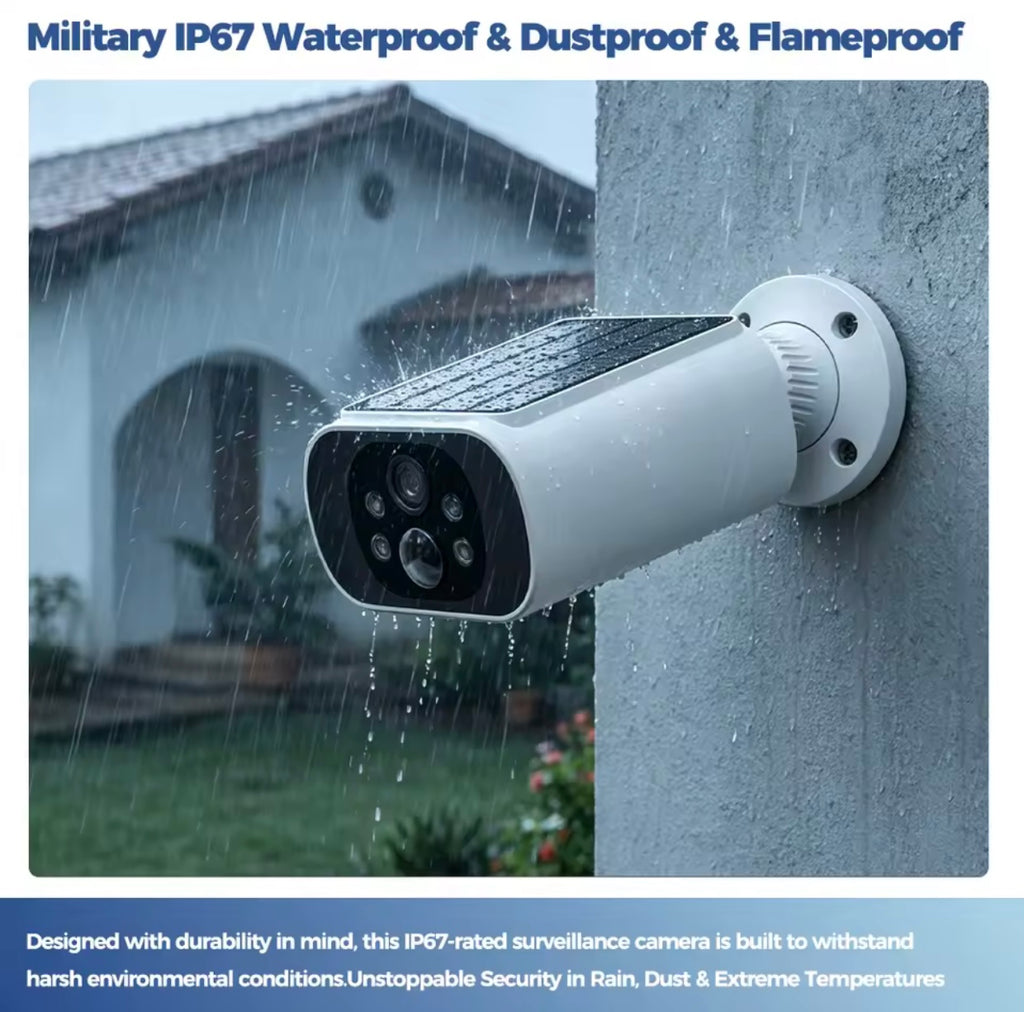 Solar WiFi Outdoor Security Camera 2.5K – AI Motion Detect, Color Night Vision, Wireless