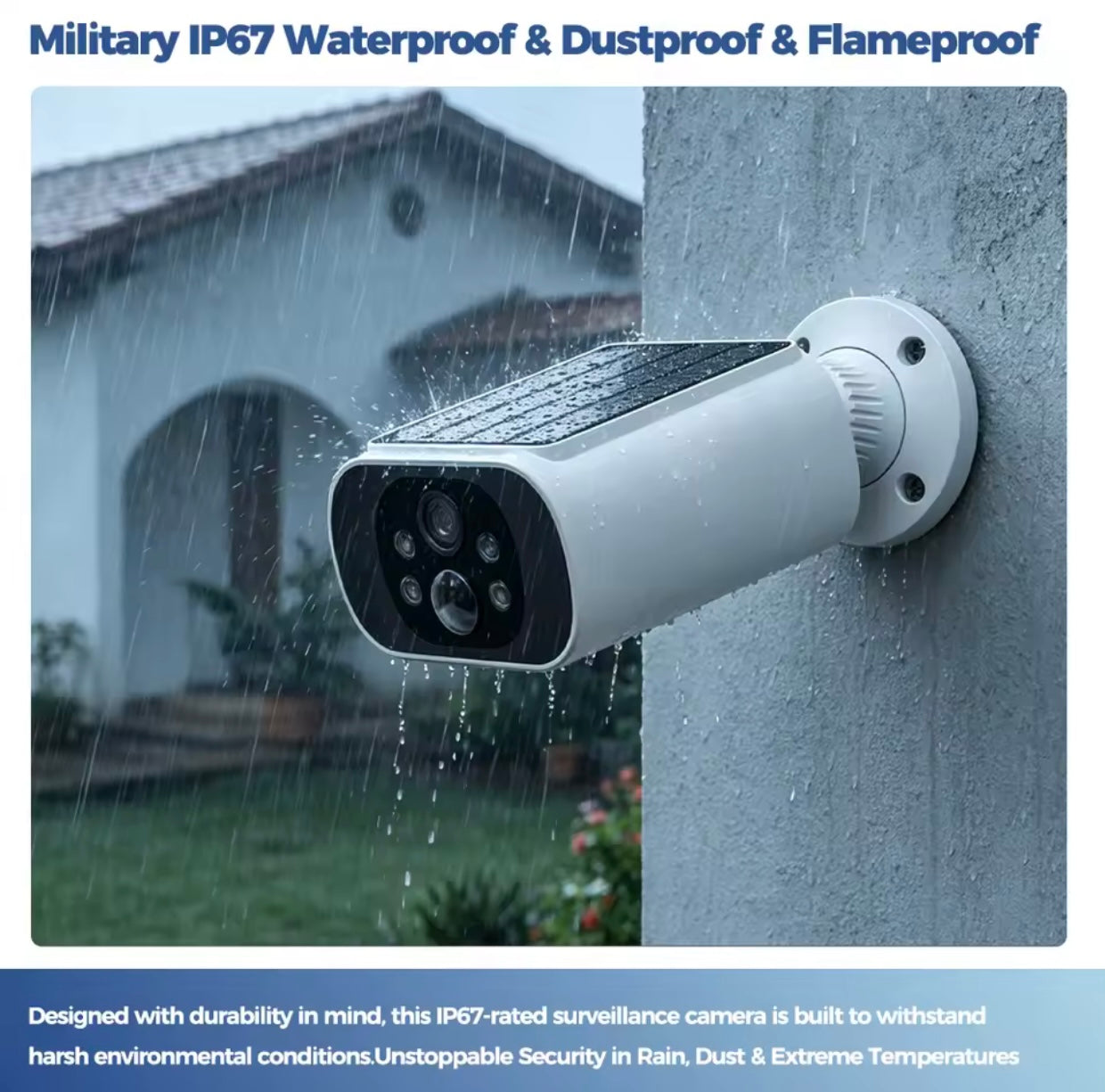 Solar WiFi Outdoor Security Camera 2.5K – AI Motion Detect, Color Night Vision, Wireless